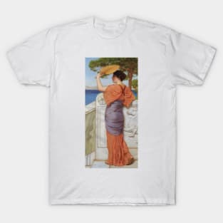 On the Balcony by John William Godward T-Shirt